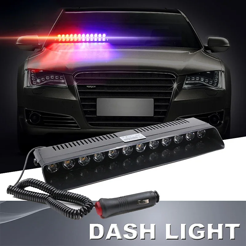 12LED Car LED Strobe Lamp Red/Blue White Signal Lamps Police Lights Flash Dash Emergency Flashing Windshield Warning Light 12V