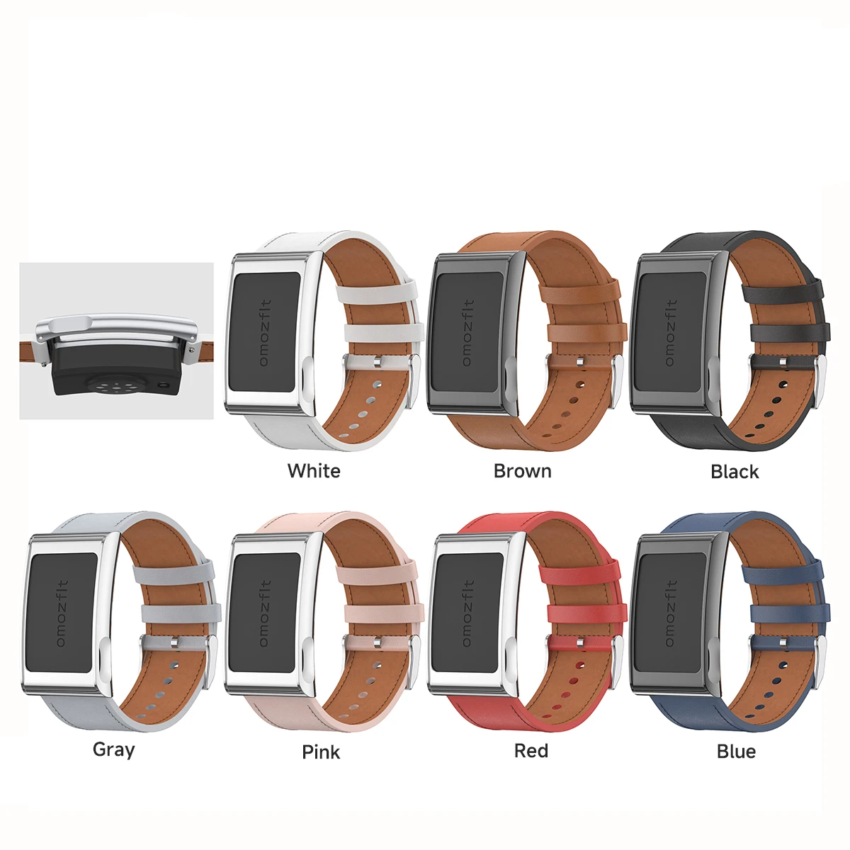Premium Leather Sport Band with Metal Frame - Adjustable Quick Release Fitness Tracker Wristband Replacement Strap