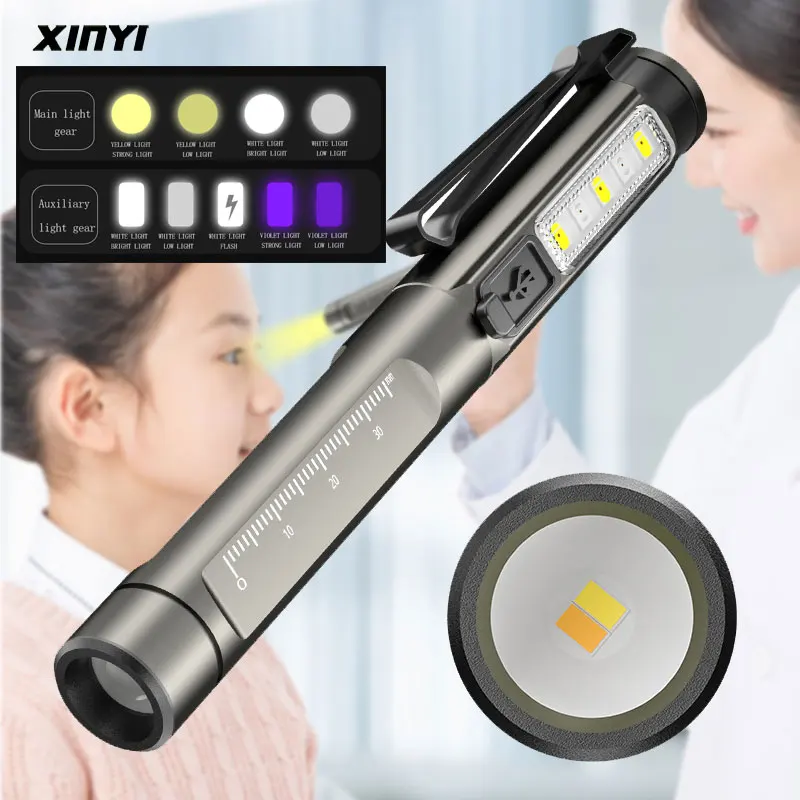 3 Light source Aluminium Alloy Waterproof USB Chargeable LED Flashlight Powerful Rechargeable Torch Pen Flashlight For
