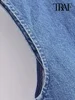 TRAF Women Fashion Front Button Denim Waistcoat Vintage V Neck Sleeveless Female Outerwear Chic Vest Tops 5