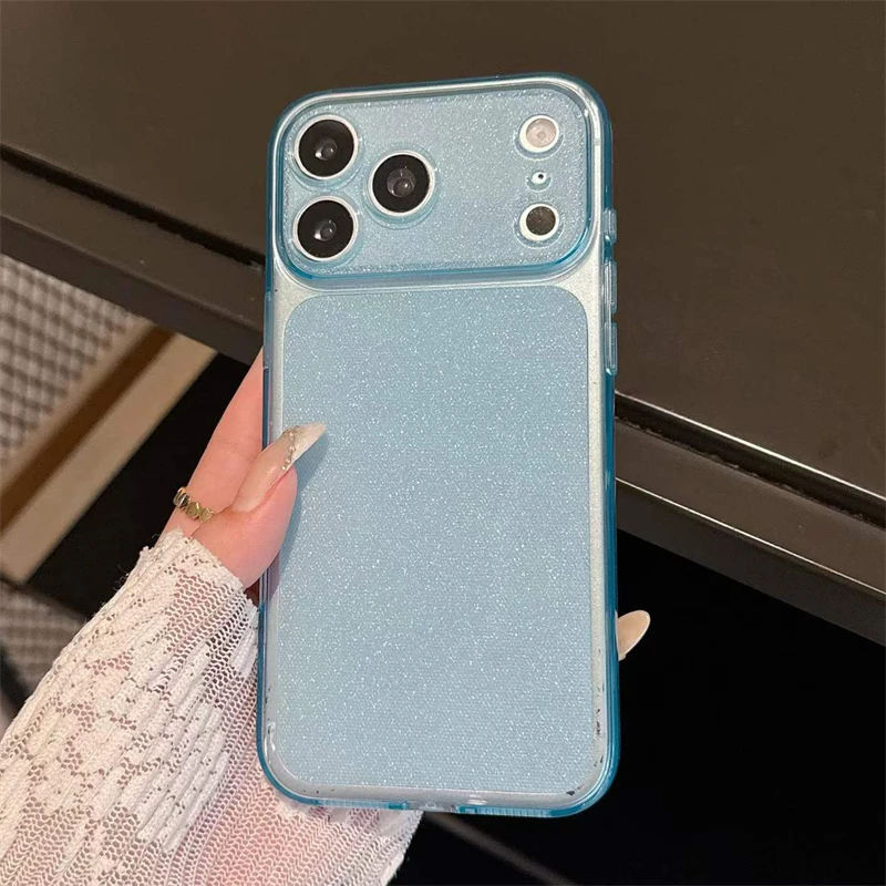 Luxury Bling Glitter Shockproof Transparent Phone Case with Large Window Design