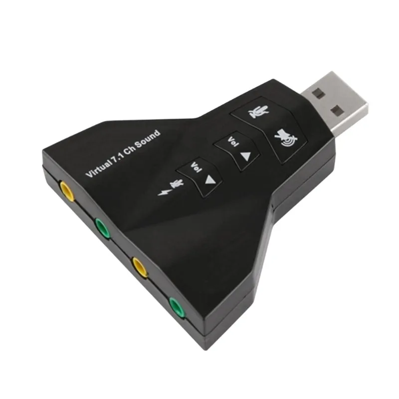 비행기 모양의 USB 가상 7.1 채널 사운드 카드 외부 컴퓨터 드라이버 오디오 어댑터 사용하기 쉽습니다.