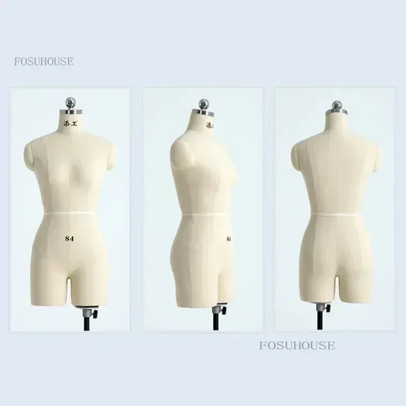 바느질 리넨 커버 바디 여성 마네킹 의류 디자인을위한 다리가있는 흉상 재단사 마네킹 드레스 디스플레이 스탠드 핀 수 있습니다