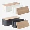 Creative Simple Wire Box Bamboo Wood Cover Cable Management Box Plug Board Storage Box Power Cord Charger Storage 5