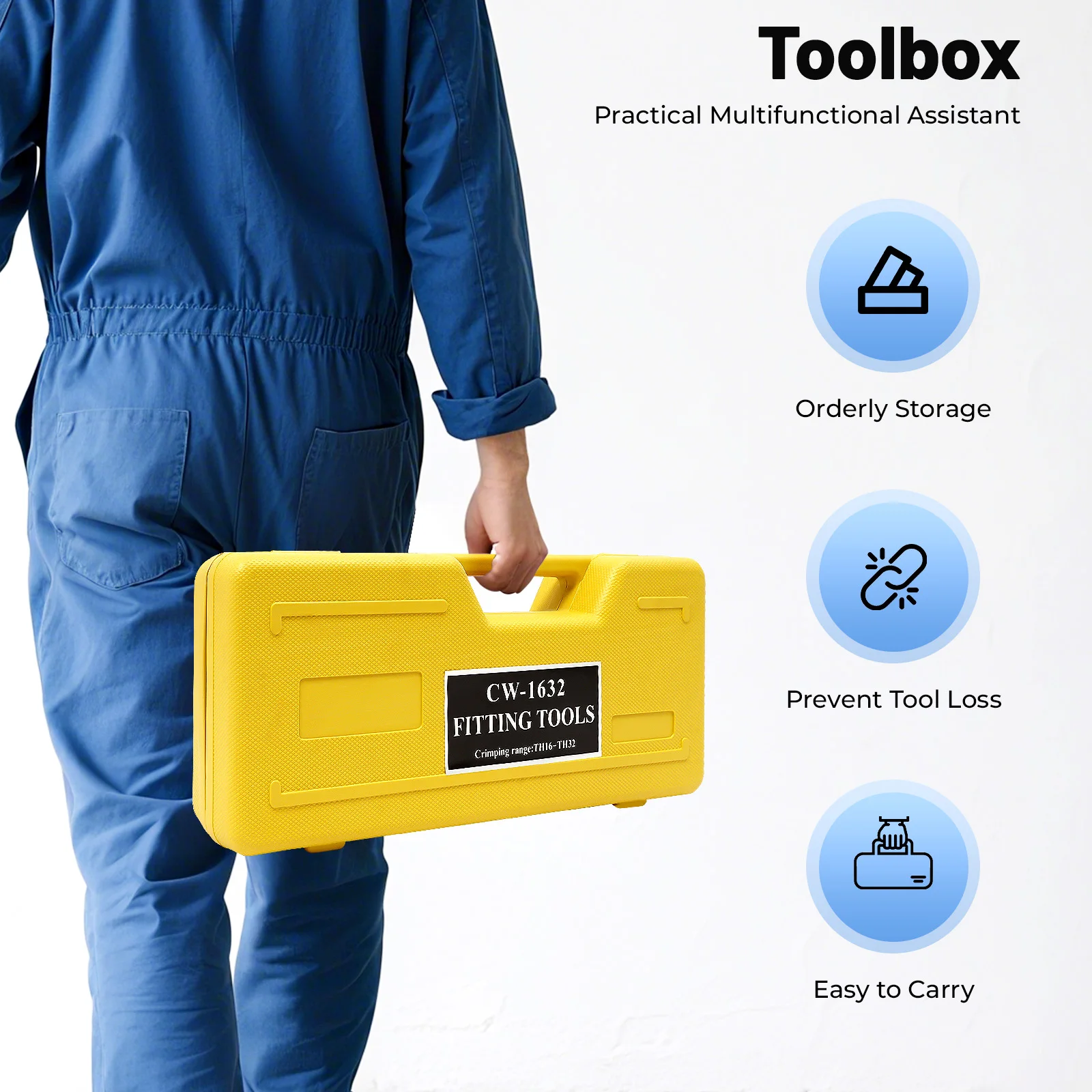 Crimping Tool with TH 0.63, 0.79, 0.98, 1.26in Die, Cr40 Steel Materia for Crimping Aluminum-Plastic PEX Steel Pipe