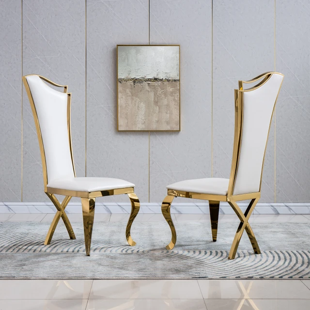 Set di 2 sedie da pranzo in similpelle con elegante schienale alto