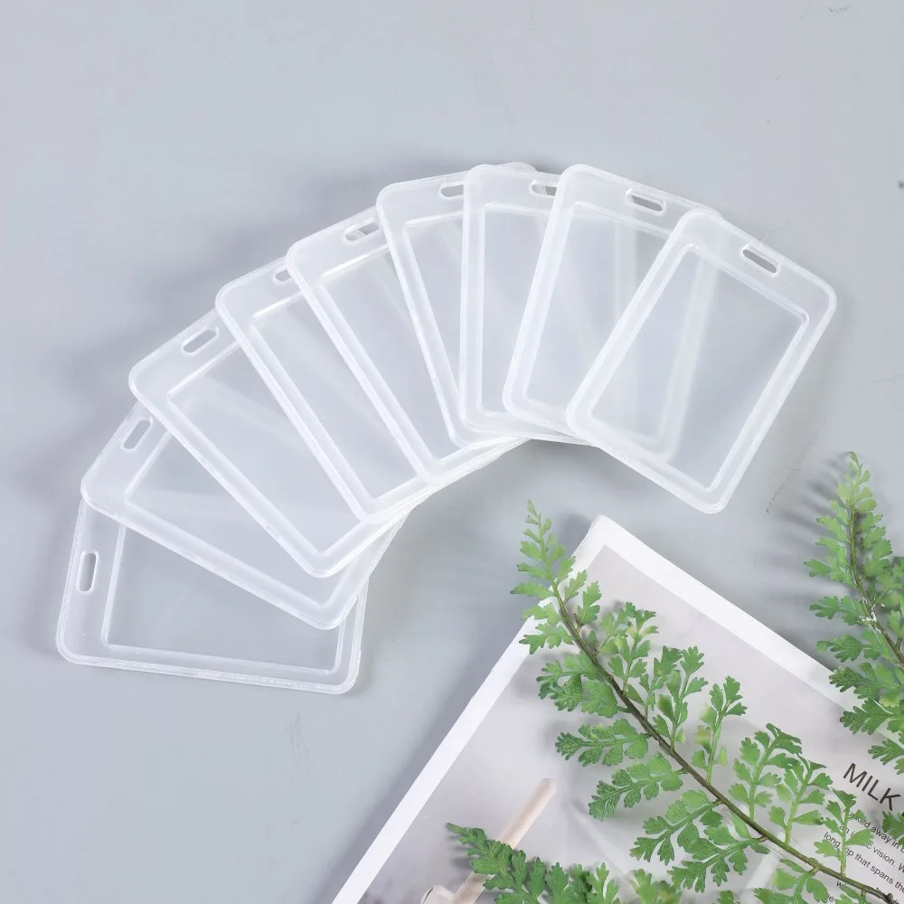 Transparent Card Cover Business Bus Bank Credit Cards Holder Waterproof Id Card Sleeve Plastic Name Cover Hang Rope