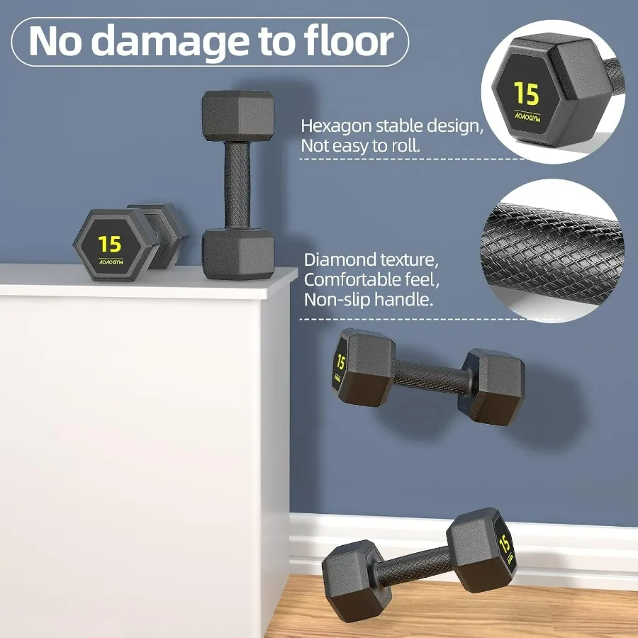 Hex Dumbbells PVC Encase Coating Free Weight Dumbbell Set for Strength Training, Home Gym Fitness and Full Body Workout