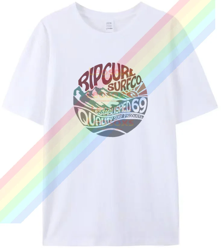 

[TEW] High quality fashionable printed rip Leosoxs T-shirt curl wave 100% cotton comfortable and breathable women's short sleeve