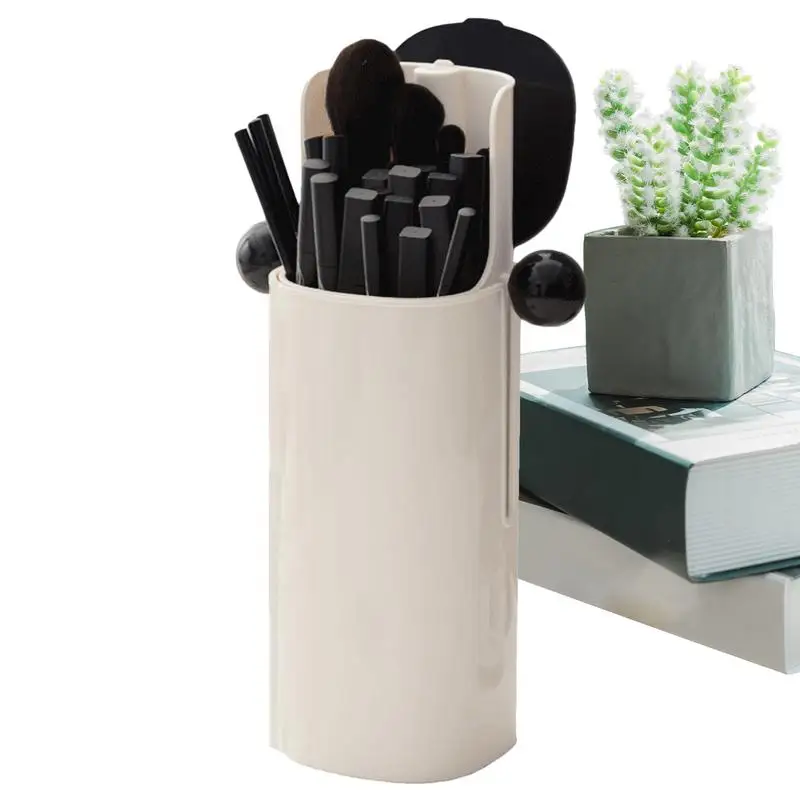 

Makeup Brush Holder Desktop Makeup Organizer With Lid Automatic Cosmetic Storage Box Brushes Pencil Holder Jewelry Container