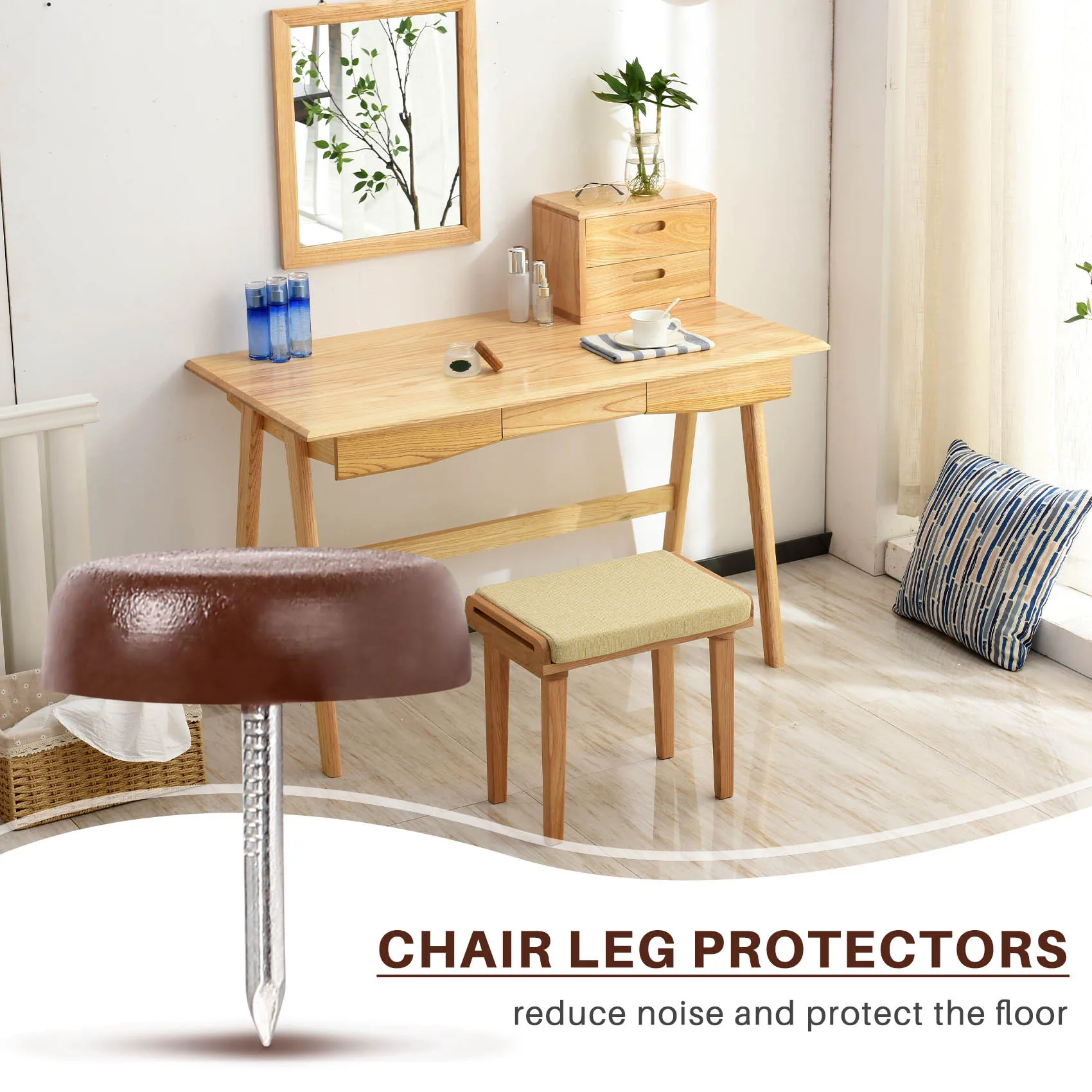 ABWP-100 PCS Chair Table Furniture Leg Bottom Feet Plastic Pads Glides Skid Nail Wood Floor Furniture Protector Noise Killer