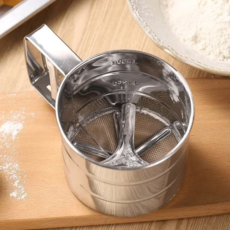 Flour Sifter Fine Mesh Strainer Mesh Strainer Powder Sieve Baking Tools Stainless Steel Ultrafine Sugar Flour Sieve Fine Mesh Sifter Handle Household Noodle Dessert