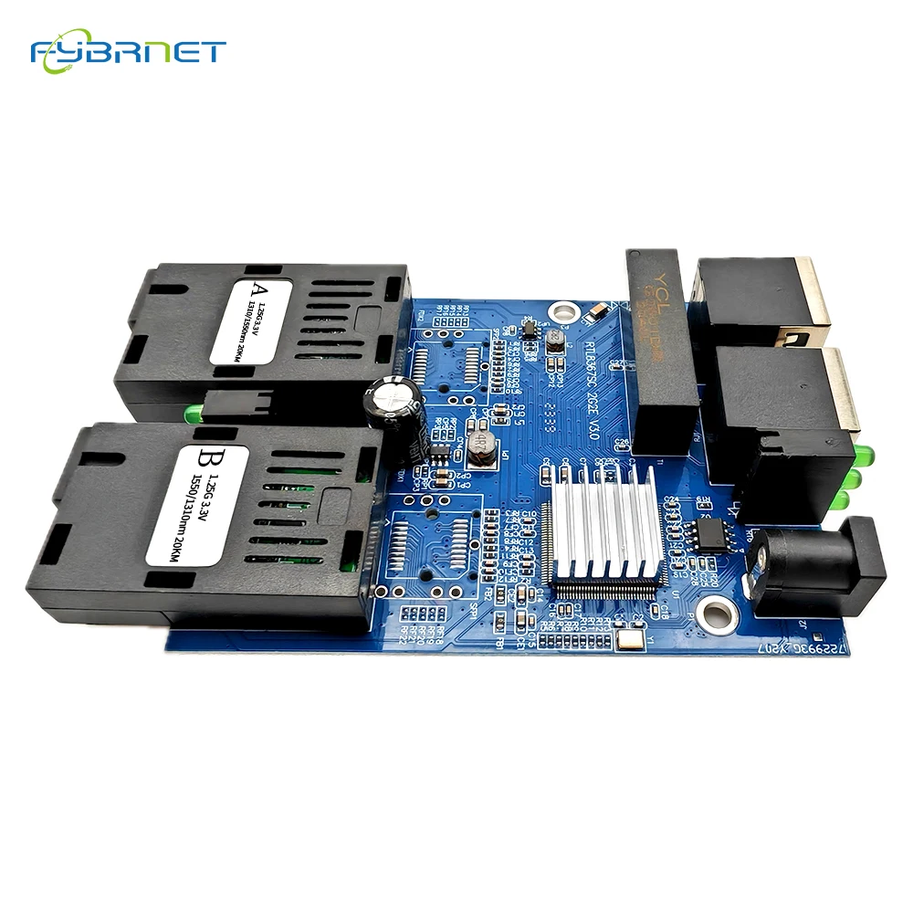 2F2E placa metro Single Mode 2 RJ45 and 2 SC fiber Port Gigabit Fiber Switch 1.25G PCBA Board 2RJ45 UTP 2 SC Ethernet PCBA board
