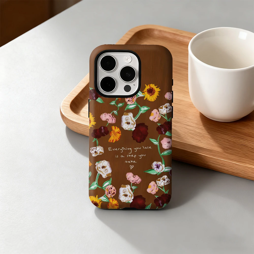 Bohemian Florals Double-Layer Back Phone Case - Must-Have Accessory