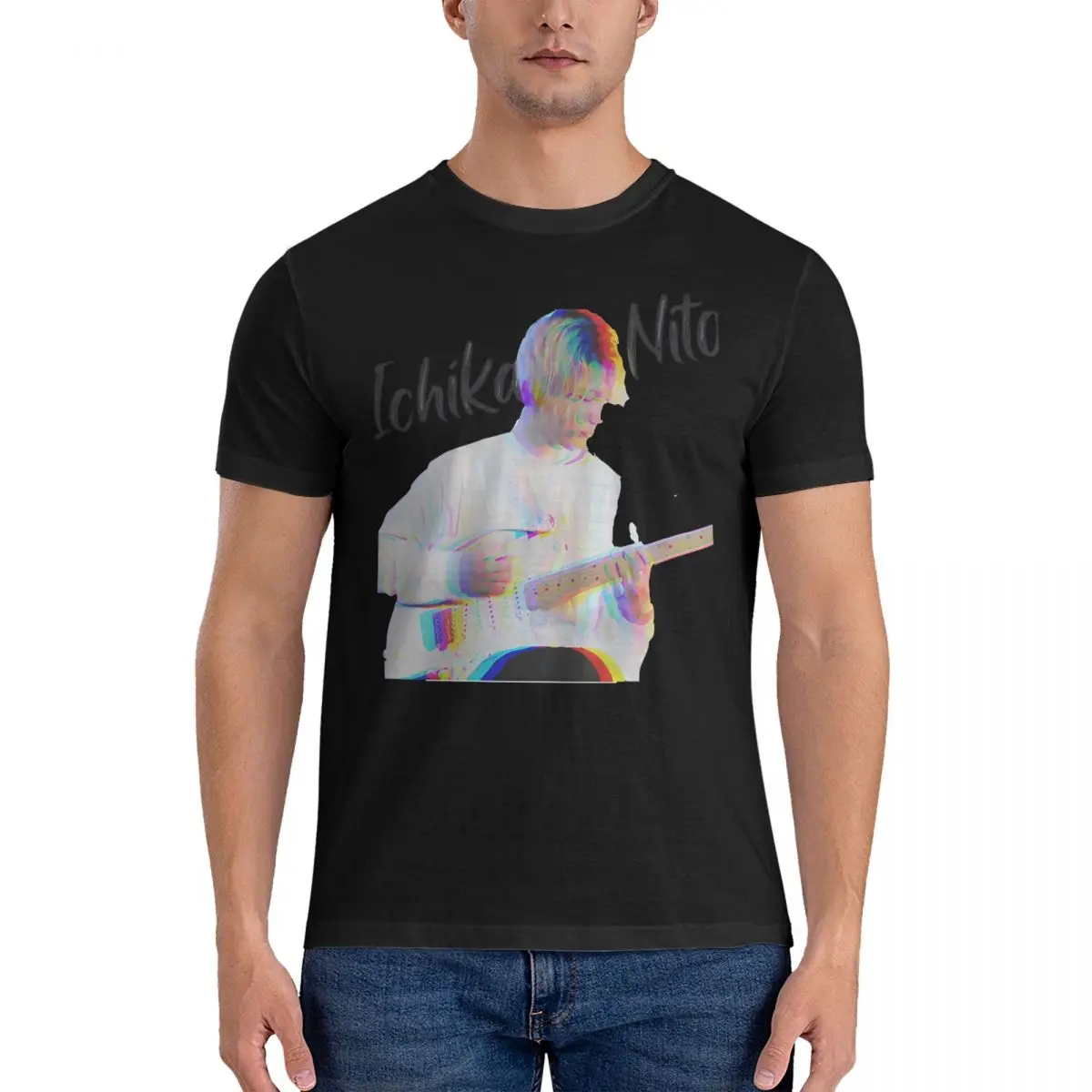 Мужские футболки Ichika Nito Guitar, Юмористические футболки из полифии, футболки с коротким рукавом и круглым вырезом, летние топы из 100% хлопка