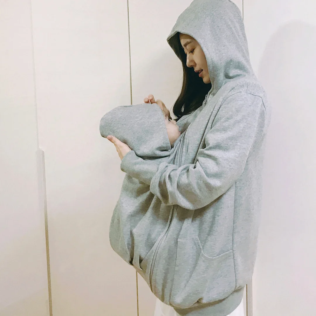 

Hoodies Womans Jacket Functional Baby Carrier EA Kangaroo Mom Dad Coat Plus Fleece Warm Hooded Women Tops Pregnancy Clothes
