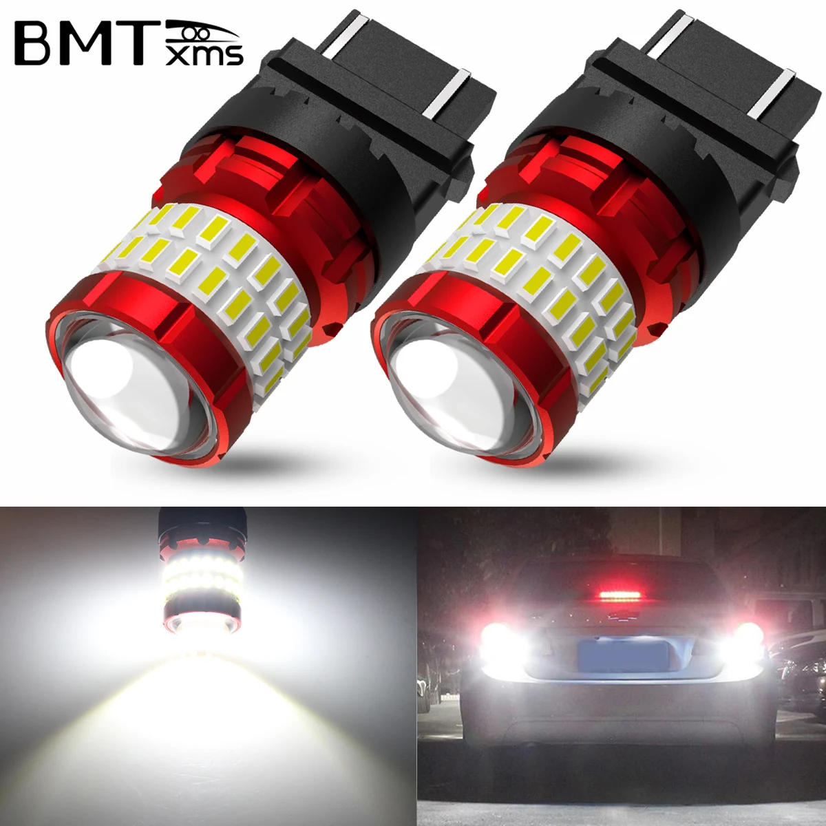 

BMTxms 2x T25 P27W P27/5W 3157 LED 12V Auto Car Canbus Reverse Brake Turn Signal Daytime Running Tail Light Lamp Bulb Error Free