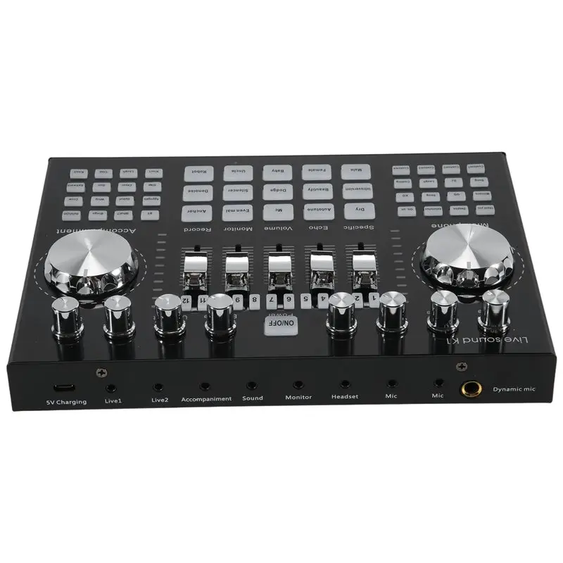 A75Q-K1 라이브 사운드 카드 휴대용 블루투스 사운드 카드 음악 녹음을 위한 전문 조절 가능한 볼륨 오디오