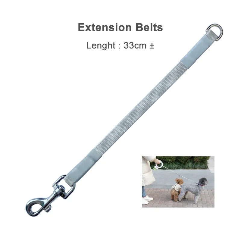 Improved Pet Leash Accessory with Poop Bag Dispenser and Dual Extension Belt