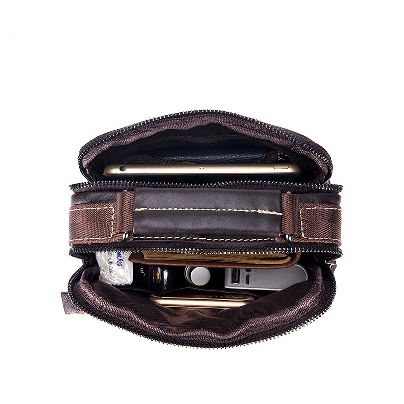 Men's Cowhide Crossbody Bag Retro Single Shoulder Bag Men's First Layer Cowhide Vertical Square Fashion Handbag Brown Black Bag