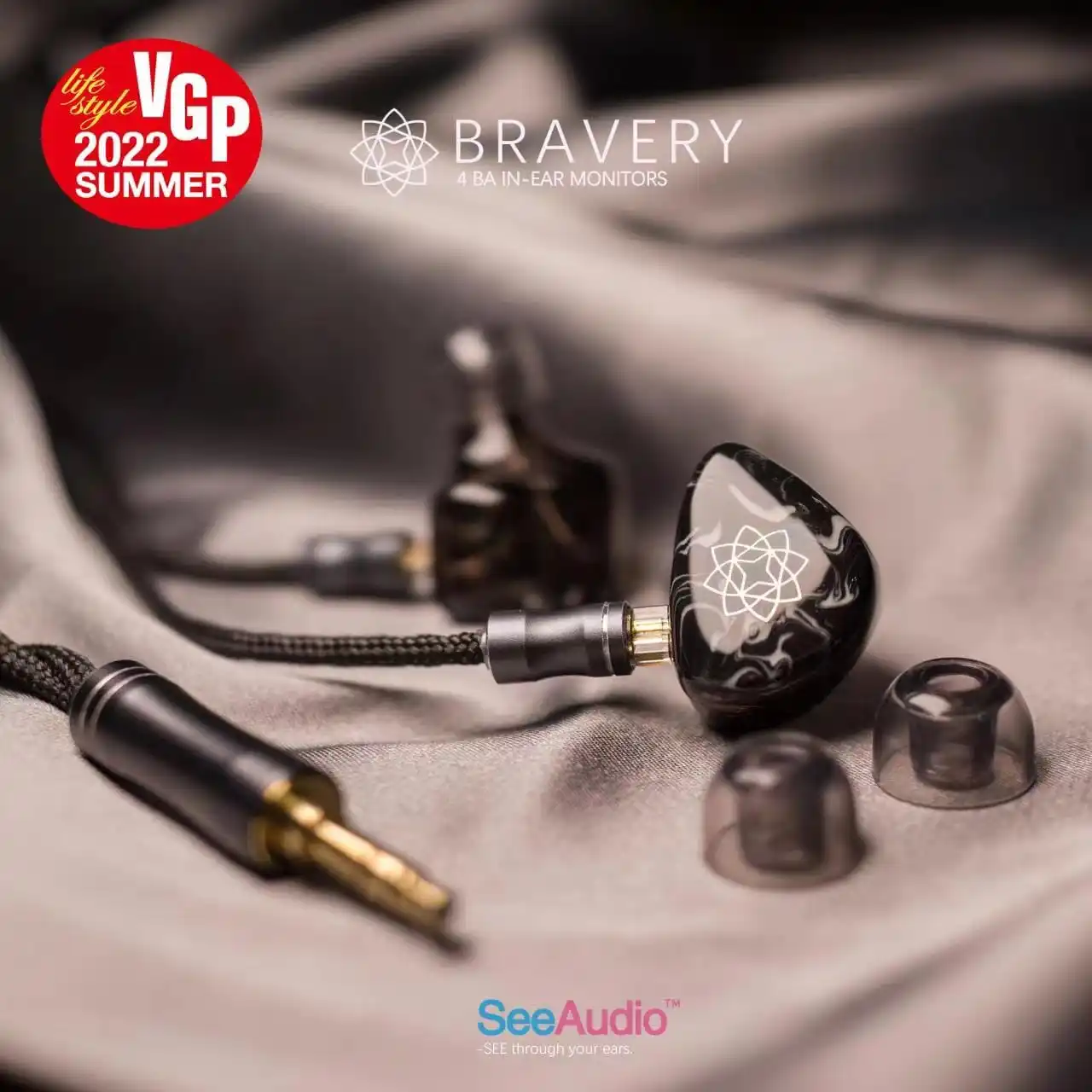 

SeeAudio Bravery 4BA HIFI In-ear Monitors Earphone IEM 4 Balanced Armature Driver Wired Earphone 2pin 3.5mm 6N OCC Hakugei cable