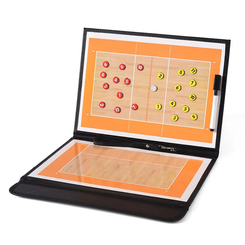 Foldable 2-Sided Volleyball Coaching Clipboard Kit Marker Equipment Coaches Board Volleyball for Accessories