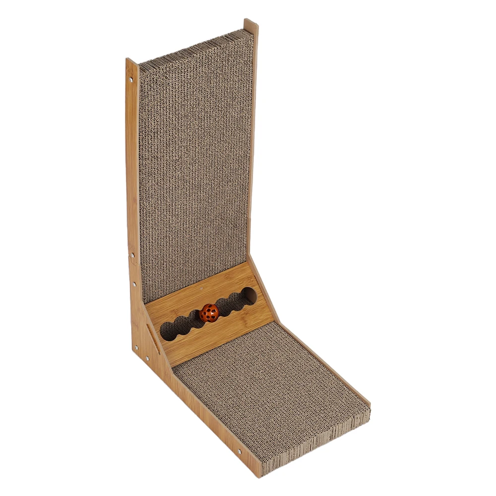 【Breeins】Corrugated L-shaped Cat Scratcher with Toys