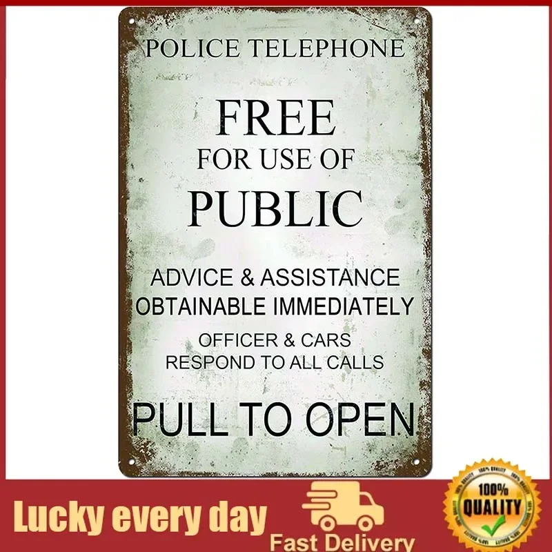 Beakuy Targa In Metallo Alla Moda Retro Vintage Style Police Phone Box Tardis Dr Who Wall Door Sign Metal Tin Sign Room Decor
