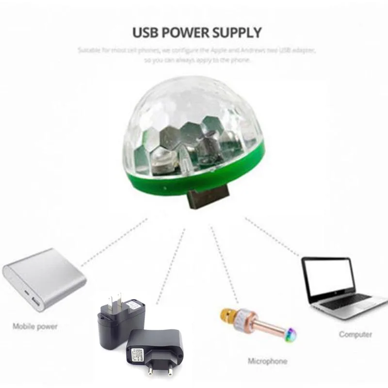 USB Mini Disco Light Ball Portable Led KTV Holiday Party Atmosphere Interior Colorful Decor Home Lamp A7