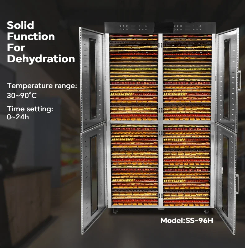 3 Year Warranty 96 Trays Commercial Food Dehydrator Machine Fruit And Vegetable Industrial Beef Jerky Dryer