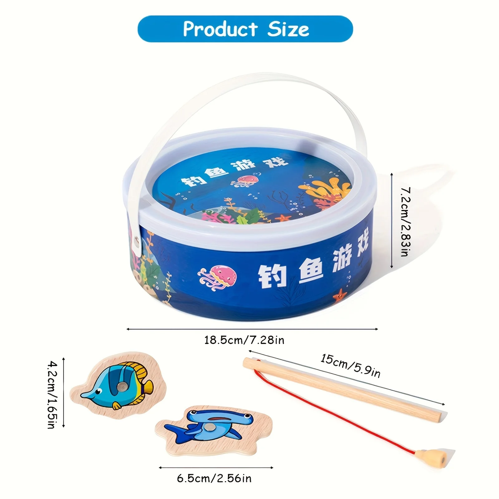 Magnetic Wooden Fishing Game - Educational Toy, Colorful Marine Life Pieces, Interactive Parent-Youngsters Cognitive Development