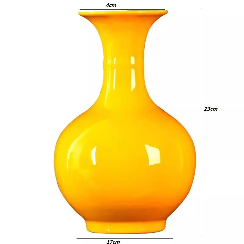 Jingdezhen Yellow Ceramic Vases, All Yellow Glaze Home Crafts, Living Room, Office Decoration, Wedding Gifts 6