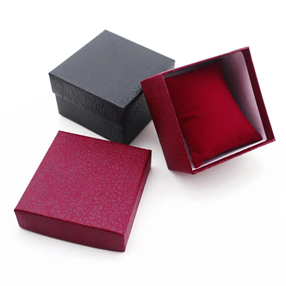 Watch Storage Box Watches Storage Box Faux Leather Wrist Watches Display Holder Solid Color Jewelry Organizer Case Gift