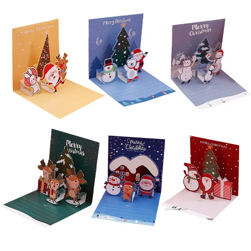 3D Christmas Card Creative Christmas Eve Message Holiday Card Gift Folding Set Small Fresh Greeting Cards