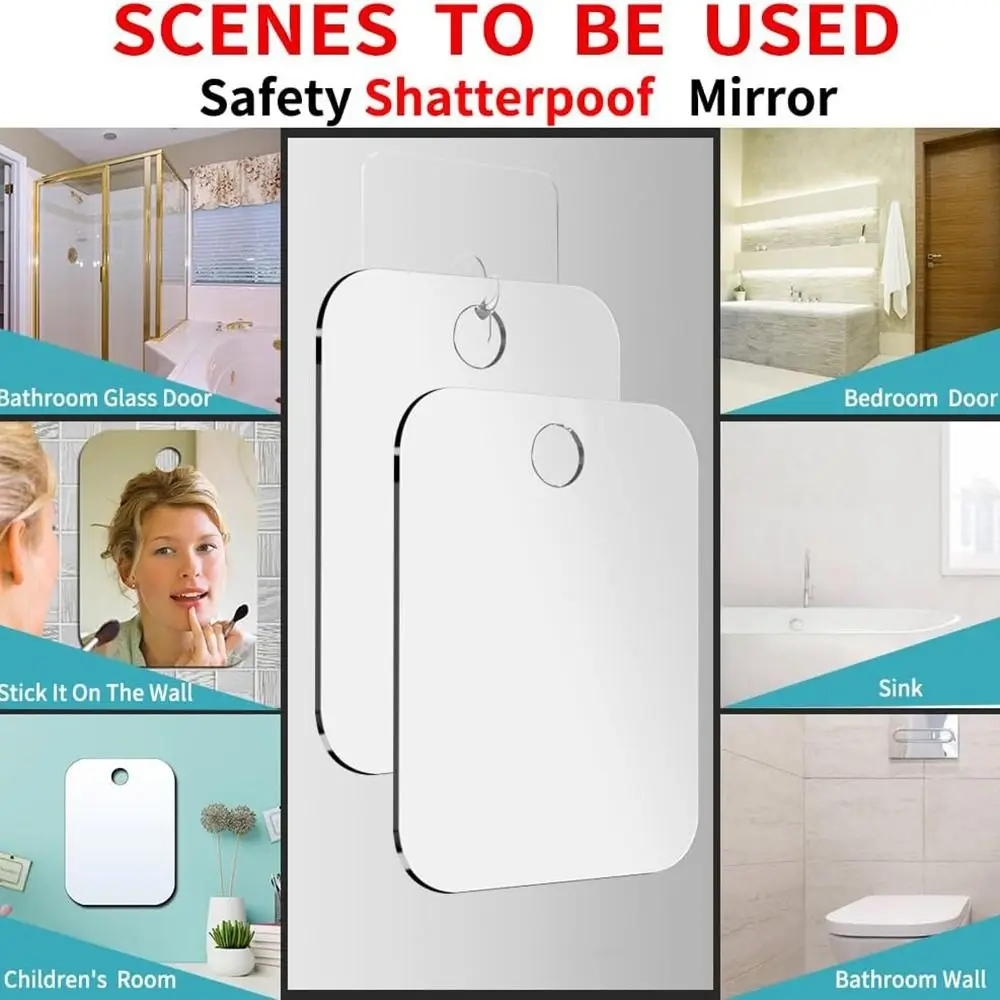 Accessories Shatterproof Shower Mirror Portable Fogless Shaving Mirror Handheld Travel Camping Mirror