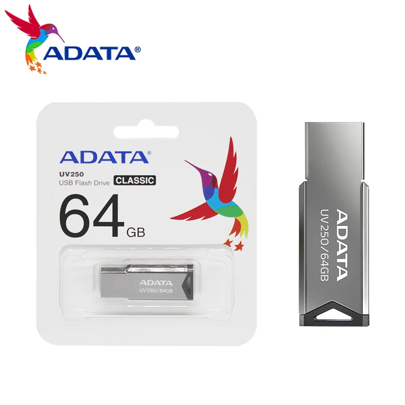 USB Flash Drive 64gb 32gb 16gb Metal USB 2.0 Pen Drive Memory Flash Disk for Desktop and Laptop ADATA UV250