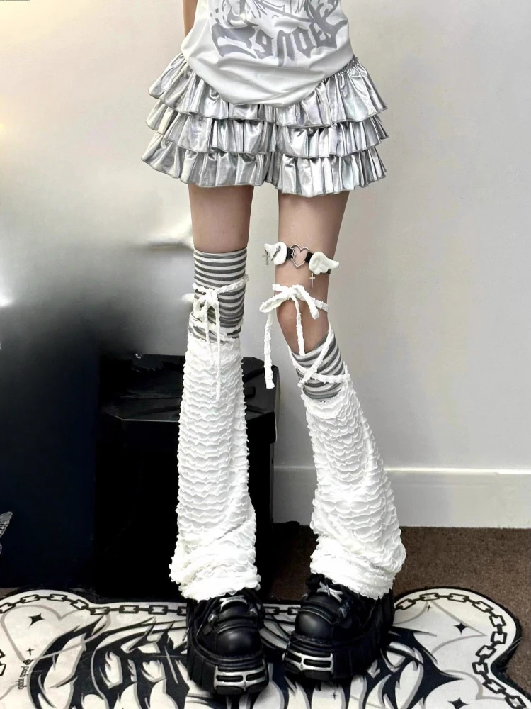 Y2k Aesthetic Silver Women Ruffled Skirts Harajuku Ball Gown High Waist Streetwear Mini Skirt Spring Sweet Vintage Cake Faldas 3