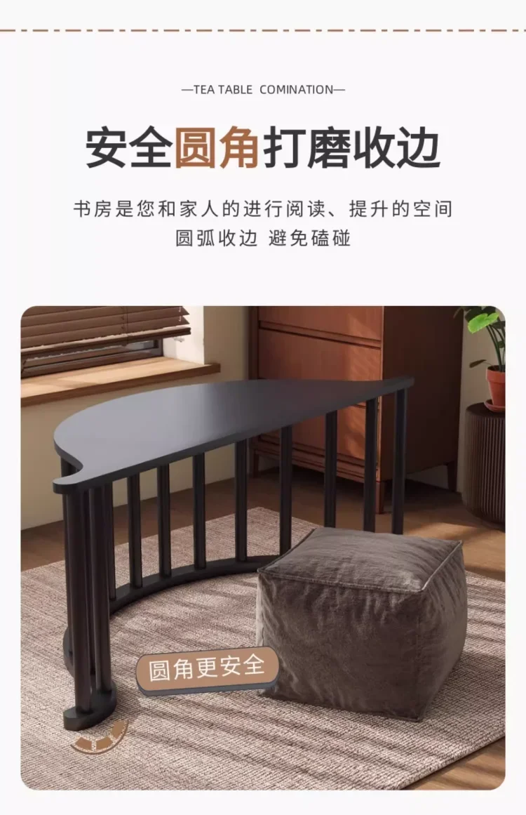 Solid Wood Dual Purpose Table and Rocking Chair Balcony Home Leisure Lounge Chair Carbon Steel Frame, High Resilience Sponge