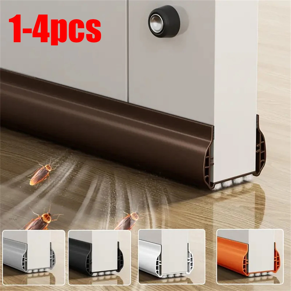 Door Seal Strip Rubber Door Weatherstripping Door Weatherstripping PVC Double Sided Windproof Door Gap Seal Strip Wear-resisting Dustproof Noise Reduction Bottom With Brush 1-4pcs