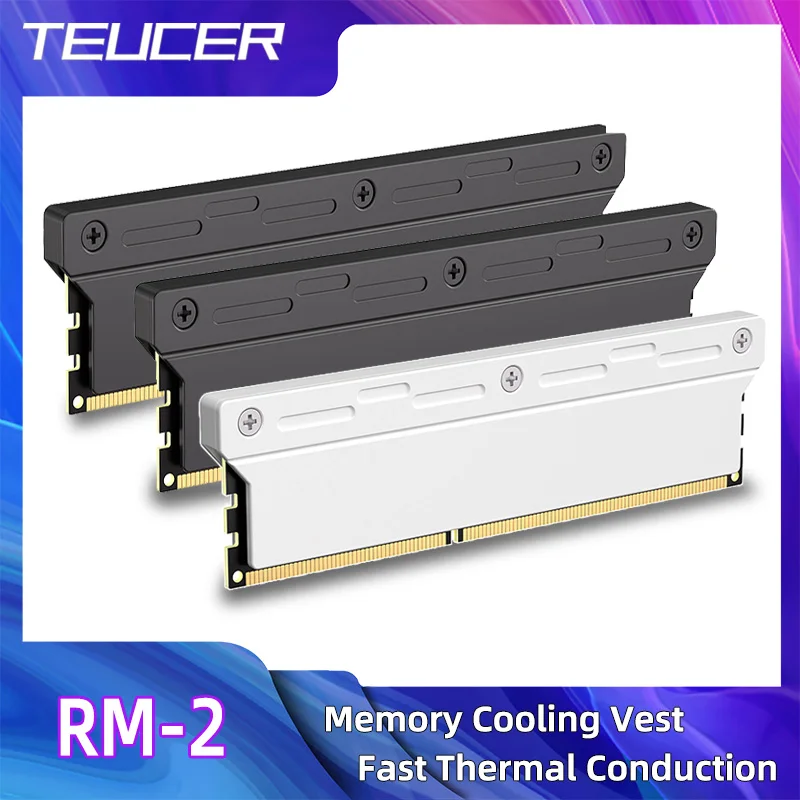 TEUCER Computer RAM Memory Heatsink Cooler with Thermal Conductive Pad for Desktop PC Memory DDR2/DDR3/DDR4/DDR5