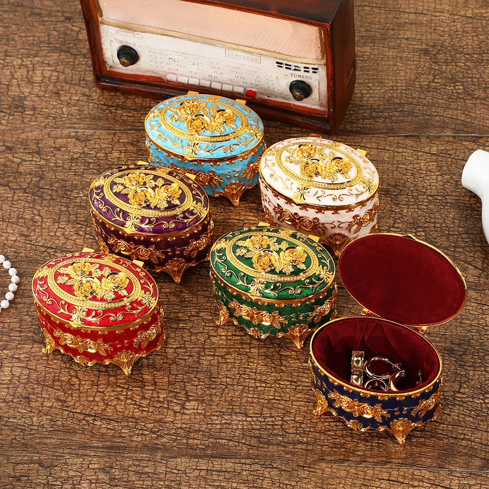 European Retro Jewelry Box Ornament Enamel Color Metal Storage