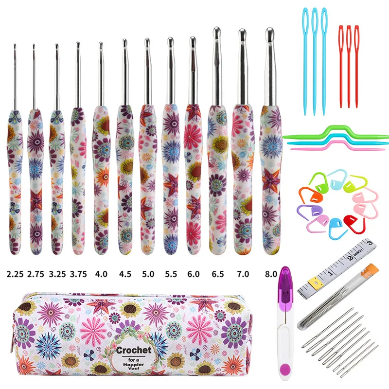 Soft Handle Crochet Hook Set Wool Yarn Compilation Tools Sweater Needle