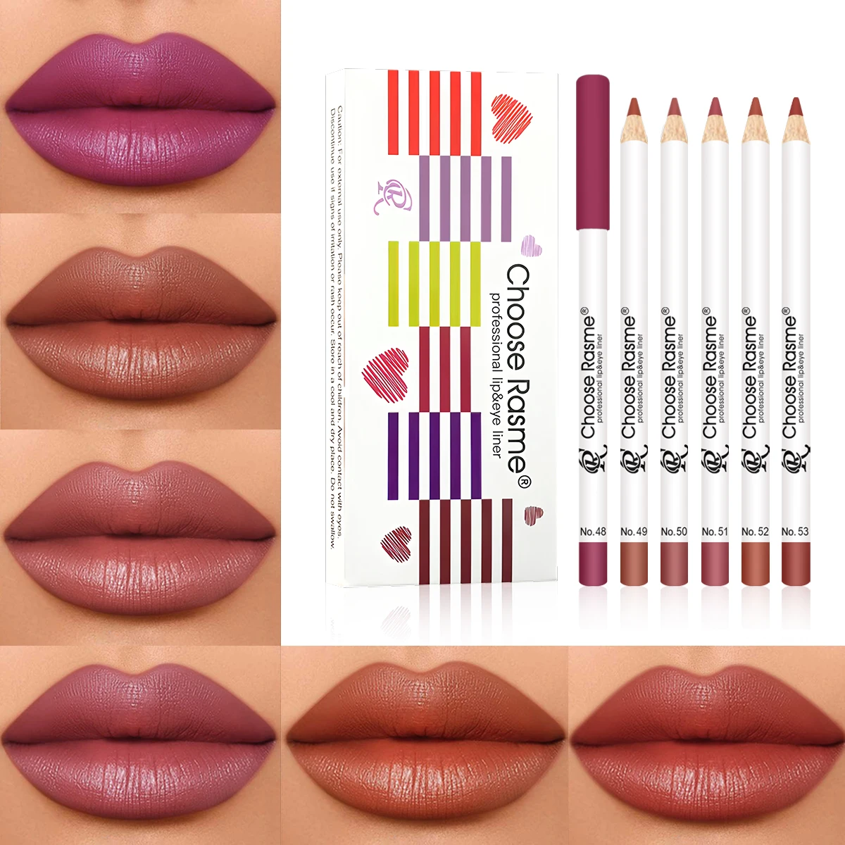 6-piece lipliner suit Coloring smooth outline lip liner durable waterproof lipstick suit