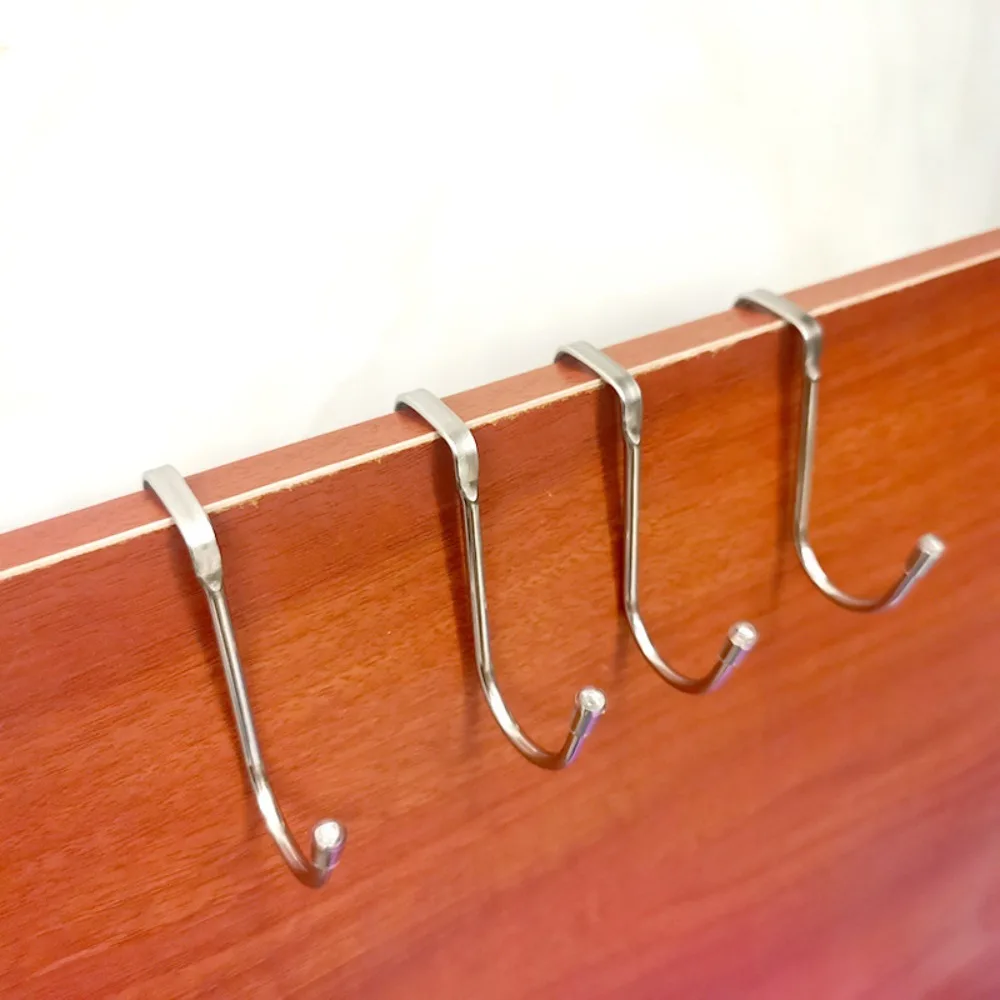 Multifunctional Stainless Steel Over Door Hooks Clothes Cupboard Drawer Hanger Hang Bag Towel Hook for Kitchen Bathroom Cabinet storage hook door hook