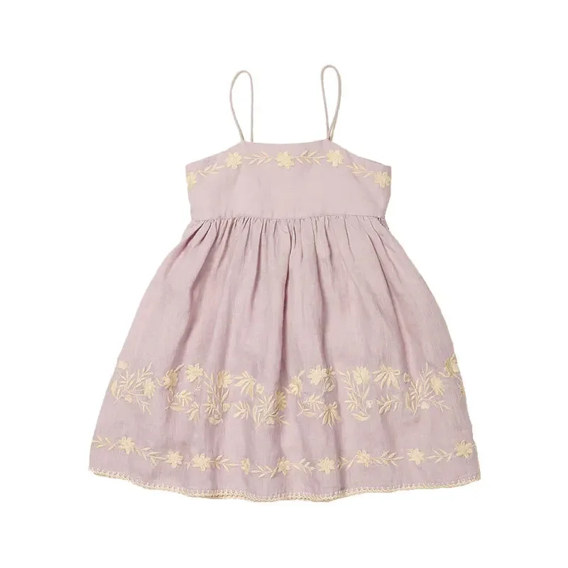 Robe de princesse brodée pour filles, robe de balayage, pastorale Apolina, été, 2024