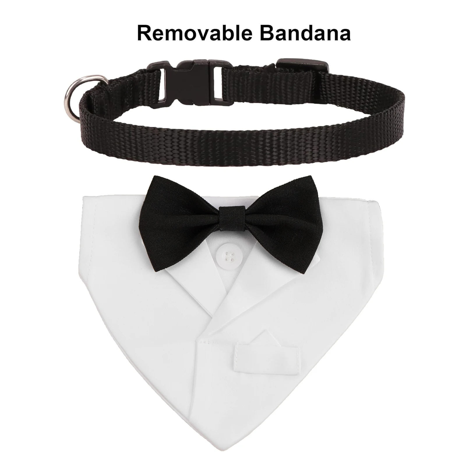 Sucado Katzen-Tuxedo-Halsband, Hochzeits- und Valentinstag-Kätzchen-Bandana-Halsband mit Fliege, Verstellbare Haustierkostüme für Katzen-Geburtstage – Detail 13