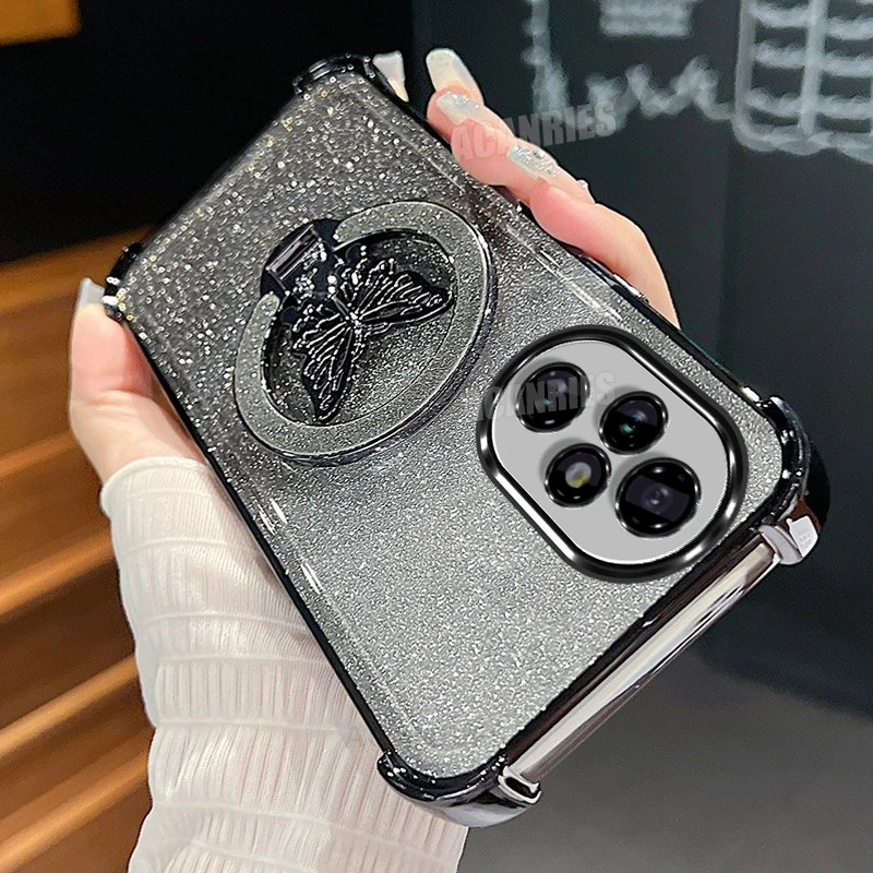 Glitter Butterfly Holder Plating Silicone Shockproof Case