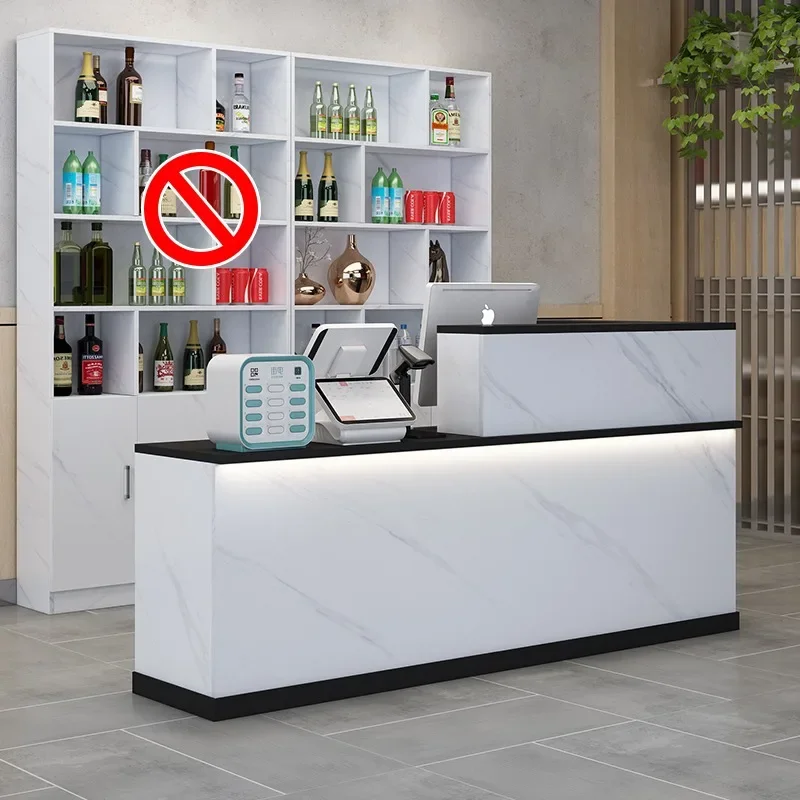 White Minimalist Reception Desks Nordic Small Luxury Modern Reception Desks Front Office Mostrador Negocio Commercial Furniture