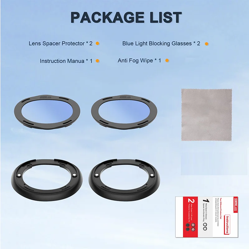 Blue Light Blocking Anti-Fog VR Glasses Spacer with Anti-Scratch Ring Accessories