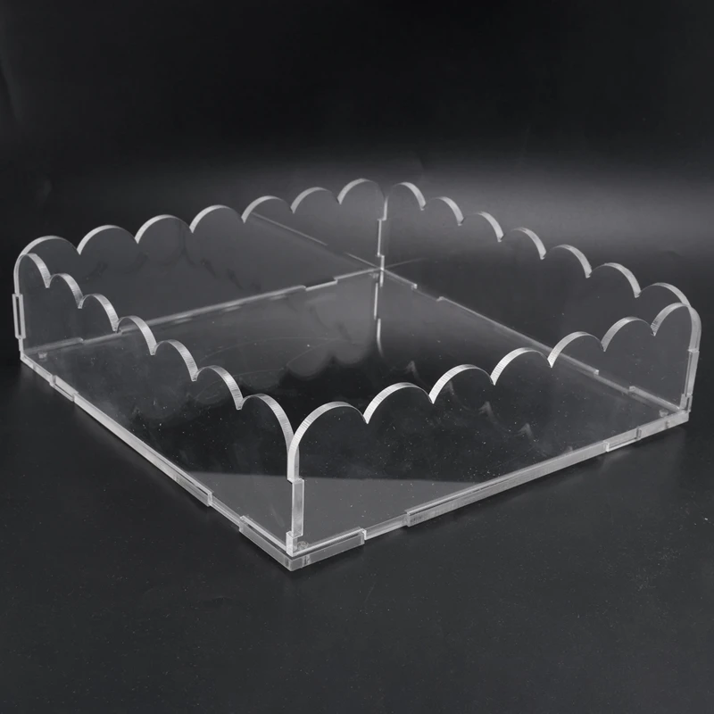 Scalloped Acrylic Tray,2024 New Acrylic Scalloped Tray,Acrylic Scalloped Tray With Magnetic Mat,Clear Acrylic Tray 4